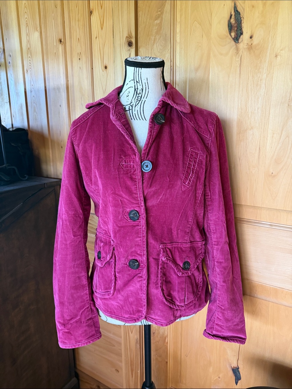 GAP Raspberry Pink Corduroy Button Jacket